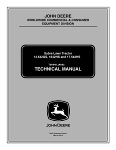 John Deere Sabre Yard Tractors 14542GS 1642HS 17.542HS tm1948 Technical Manual