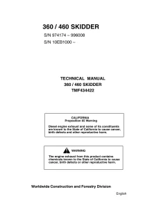 John Deere Skidders 360 460 TMF434422 Technical Manual