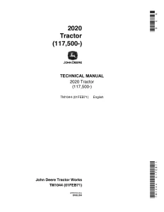 John Deere Tractors 2020 117500 tm1044 Technical Manual
