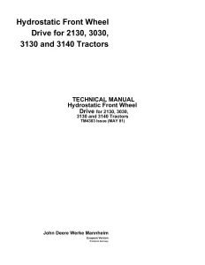 John Deere Tractors Hydrostatic Front Wheel 2130 3030 3130 3140 TM4303 Technical Manual