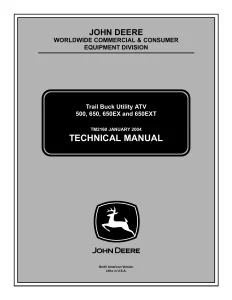 John Deere Trail Buck Utility ATV 500 650 650EX tm2160 Technical Manual